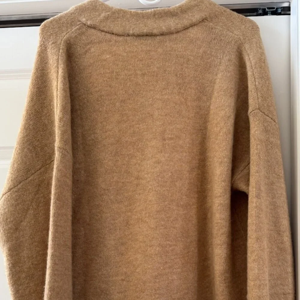 LOFT Camel Open Front Cardigan Large Long Cozy Sweater - Picture 5 of 6